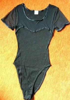 Eleganter schwarzer Body v. BRAVO COTTON Puro Liabel Gr.34/36 Halbarm Top Design