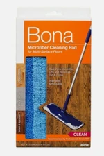 Bona Microfiber Floor CLEANING PAD 4" x 15" Replacement Mop Head Wet or Dry NEW!