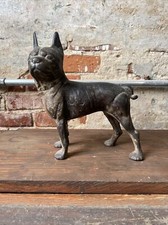 Antique Hubley Left Facing Boston Bull Terrier Cast Iron Door Stop