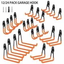 12/24 Pack Garage Tool Organizer Wall Mount Hooks Adjust Storage Holders Garden
