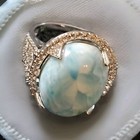 925 Sterling Silver; Signed: "Y" Oval Blue Larimar, 1' In Dome Ring, Size 7.75 — photo 1