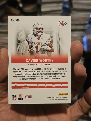 2024 Prestige Xtra Points Gold 19/75 Xavier Worthy Card RC Rookie Chiefs! SP - Foto 9 di 10