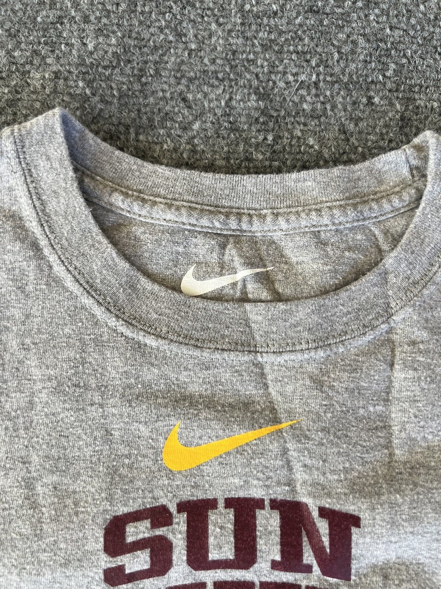 Arizona State Sun Devils Nike T Shirt Gray Yellow Center Swoosh