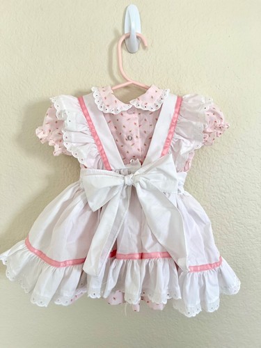 Vntg Mini World Short Sleeve Pinafore Dress Pageant Full Circle Dress Party 6-9M - Picture 3 of 12