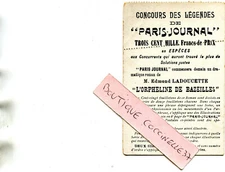 Pub Concours des Légendes de Paris Journal Drame de E Ladoucette Prix dos