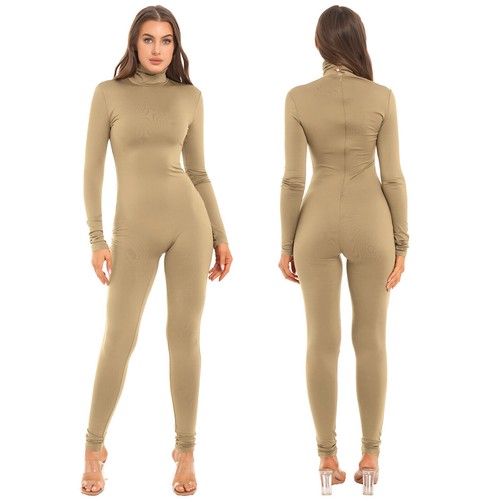 Body donna manica lunga finto collo tuta intera unitard base strato pagliaccetto - Foto 10 di 93