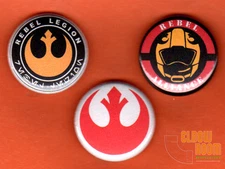 Set of three 1" Star Wars rebel pins buttons 
