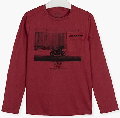 Losan Jungen Langarmshirt NO Limits Motorrad vino rot