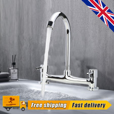 Modern Kitchen Mixer Tap Dual Lever Swivel Spout Mono Chrome Sink Taps Faucet