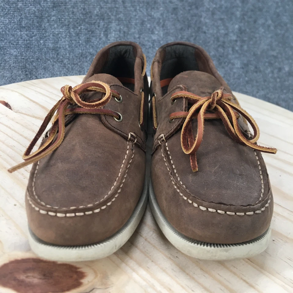 Joseph Abboud Zapatos Para Hombres 10 Informales Barco Cuero Marrón Con Cordones Sin usar, Puntera Baja Foto 4 de 4