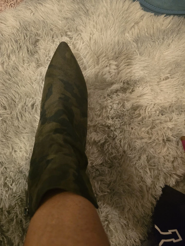 Jessica Simpson Womens 8M Camouflage Green Suede Zip Up High Heel Booties  - Image 4 of 4