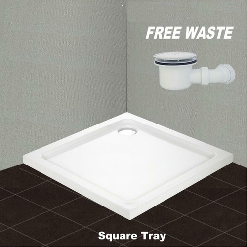 900x900x40mm Square Walk in Shower Enclosure Stone Tray FREE Waste eBay