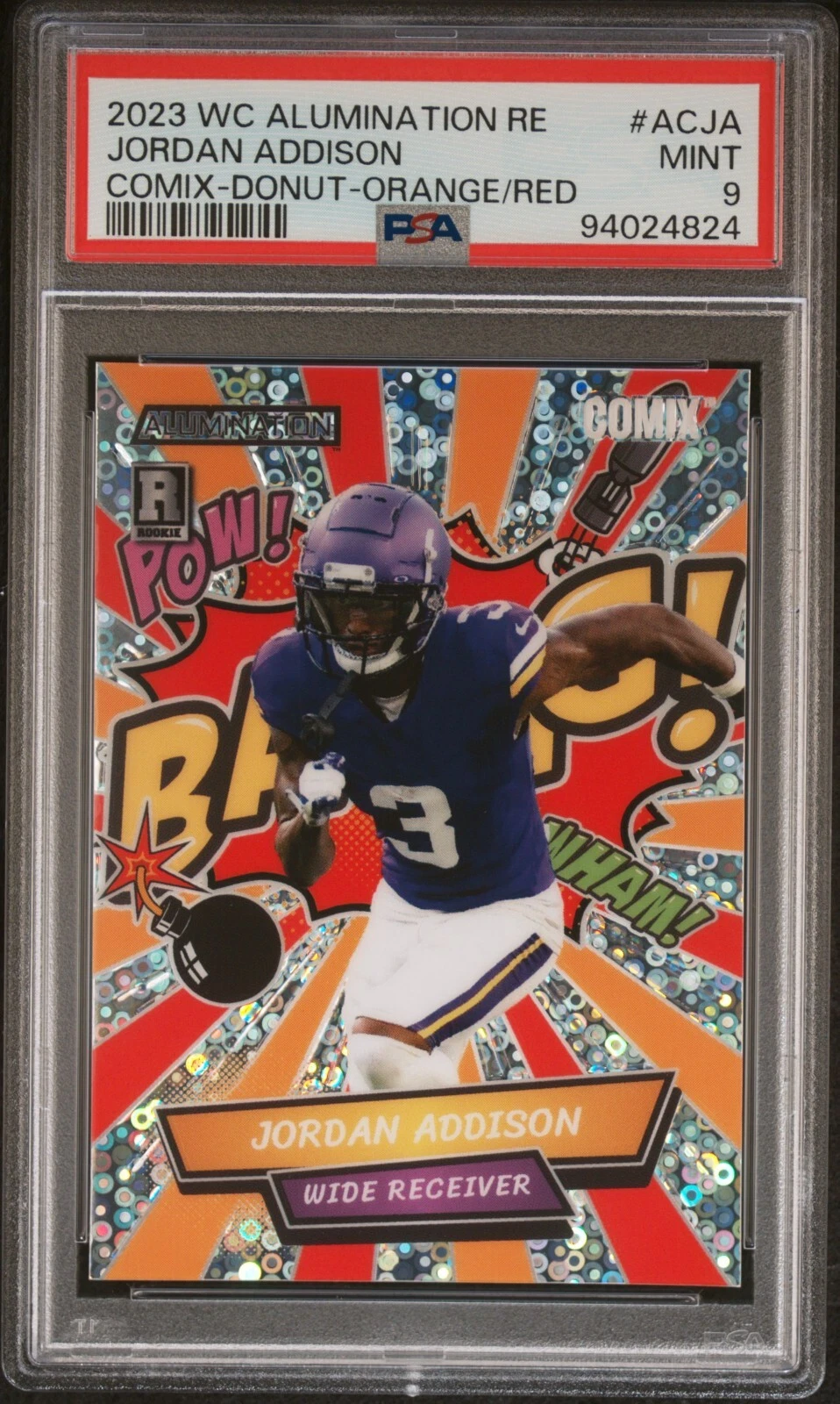 Jordan Addison Wild Card Alumination Rookie Edition Comix #ACJA Donut Circles-Orange/Red