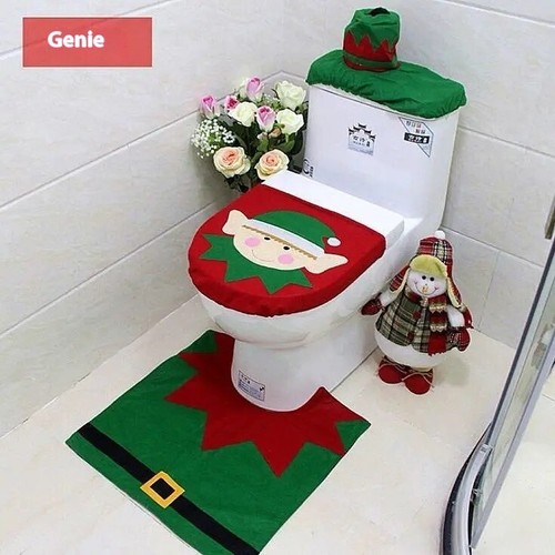 Christmas Toilet Seat Cushion Set Bathroom Washable Warmer Cushion Cover Pad Mat - Picture 3 of 21
