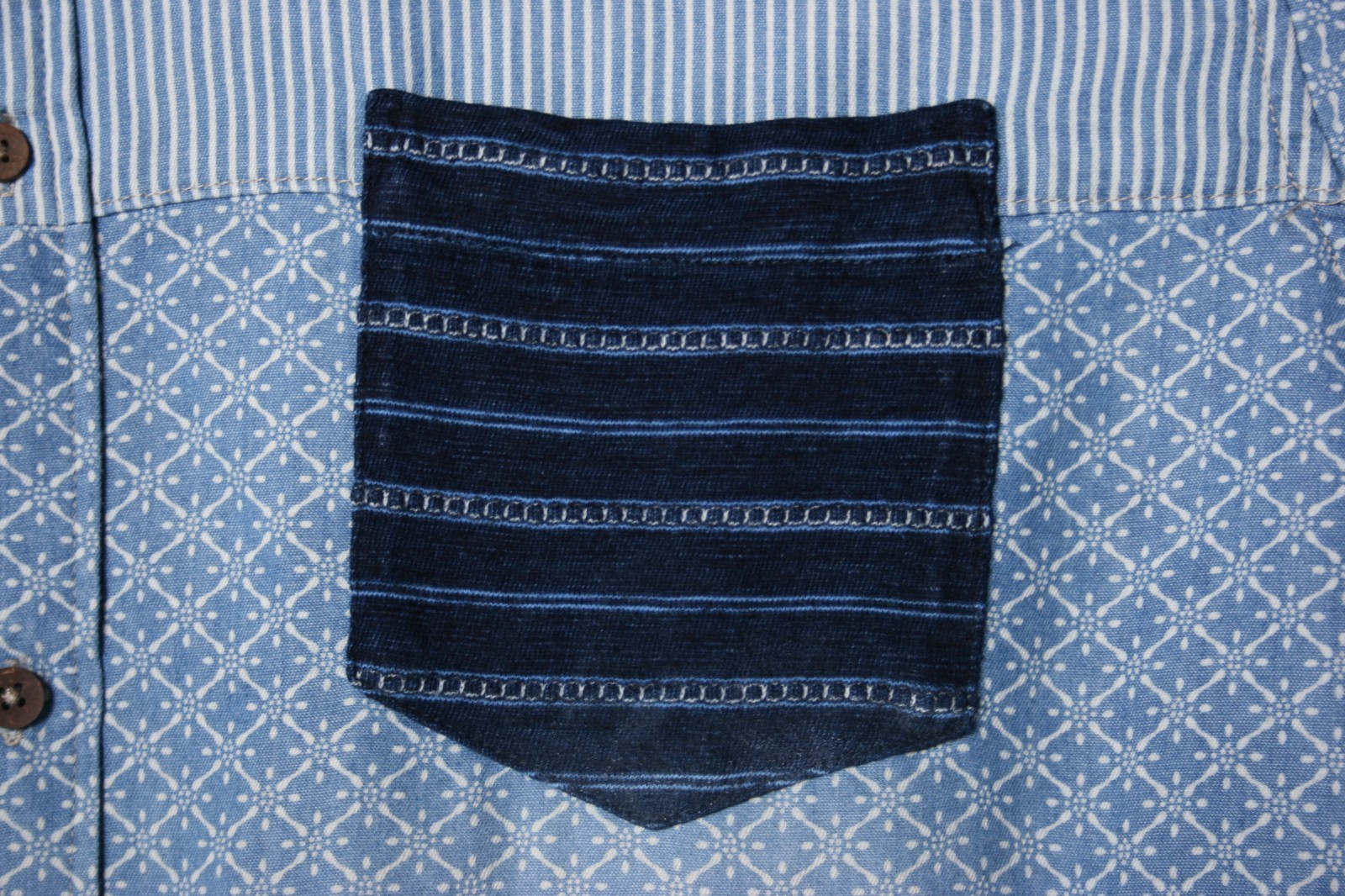 DESIGUAL Blue Patchwork Long Sleeve Button Front … - image 3