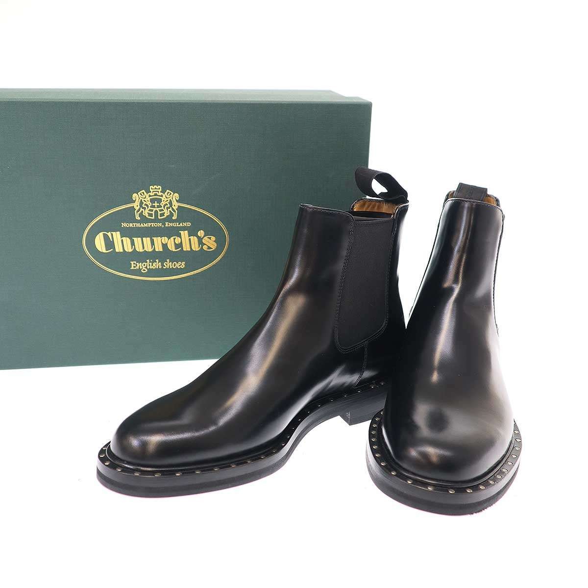 【sora 】church's NIRAH 36 black Church Nirah Studded Decoration Side Gore Chelsea Boots