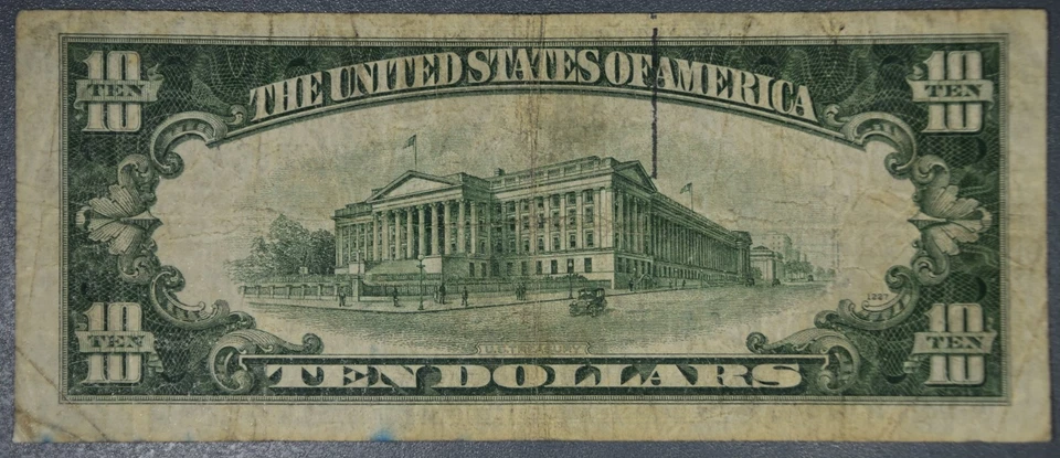 1934-C $10 SILVER CERTIFICATE NOTE Fr# 1704 Gr:  VG A5636 - Image 2 of 2