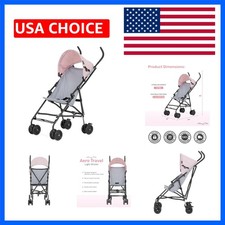 Aero Travel Umbrella Stroller, 1-Hand Fold, Lightweight, Pink 3 Point Safet...
