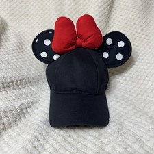 Disney Minnie Mouse Ears Hat White Polka Dot Red Bow Cap Adult NWT Parks