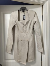 PrettyLittleThing Women’s Beige Double-Breasted Blazer Dress UK 8 BNWT