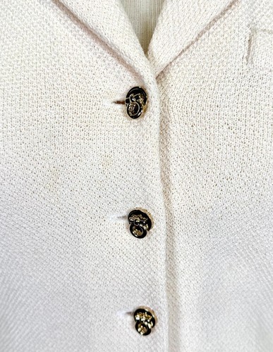St.John button jacket white textured knit size 6 - Picture 2 of 3