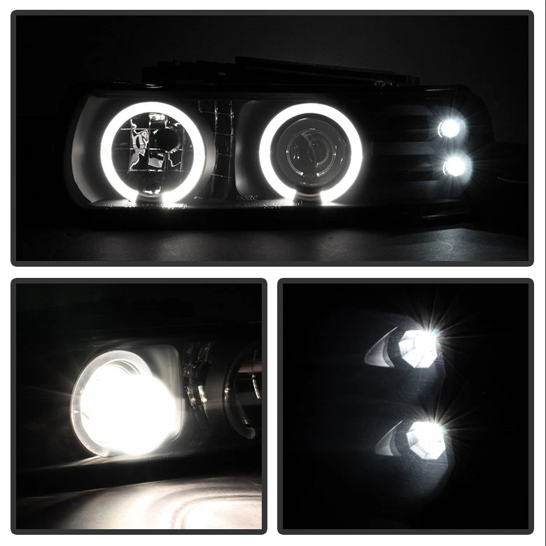 Preto 99-02 Silverado 00+ Suburban Tahoe Halo Projetor Faróis +Luz de Para-choque - Imagem 2 de 4
