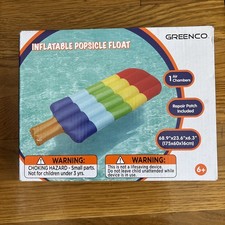 2016 NIB Greenco Giant Inflatable Rainbow Popsicle Pool Float Lounge - 68  x23"