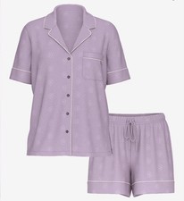VICTORIA'S SECRET MODAL SOFT EYELET SHORT PAJAMA SET FANTASY PURPLE L NEW