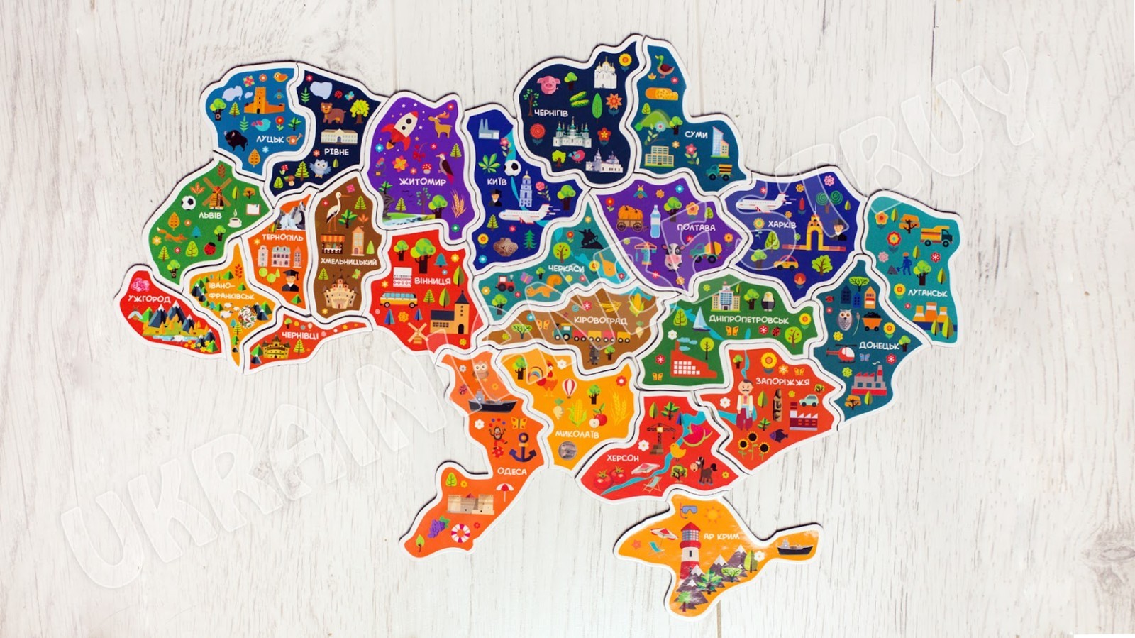 Ukrainian Magnetic Puzzle Map of Ukraine UA Refrigerator Magnets Set 25 Pcs
