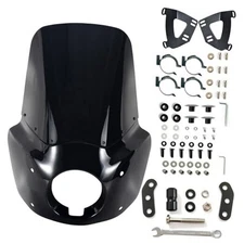 FATECIM Motorcycle 5.75" Headlight Fairing with B - 15" Dark Smoke Windscreen