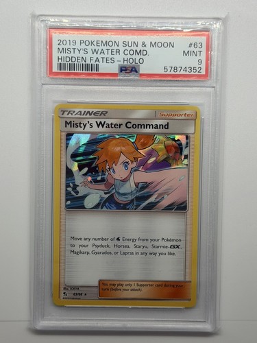 Misty's Water Command 2019 #63 Hidden Fates Holo PSA 9 Pokémon Sun & moon MINT