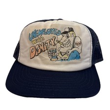 Vintage 80’s Unemployed With Dignity Navy Blue SnapBack Trucker Hat Foam