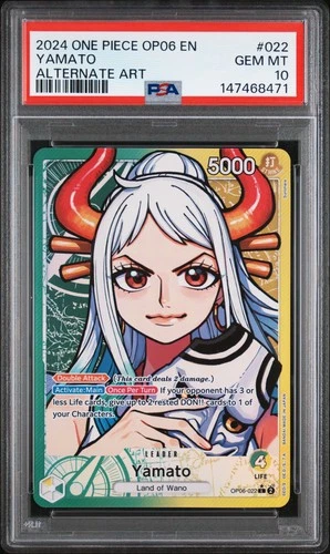 2024 ONE PIECE OP06-WINGS OF THE CAPTAIN ALTERNATE ART #022 YAMATO PSA 10