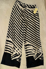 peach Womens Black & Beige Striped Wide-Leg H...