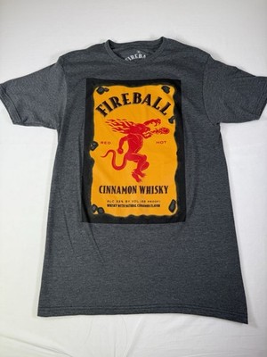 Fireball Red Hot Cinnamon Whiskey Mens Shirt Medium M Gray Pullover T-Shirt Top