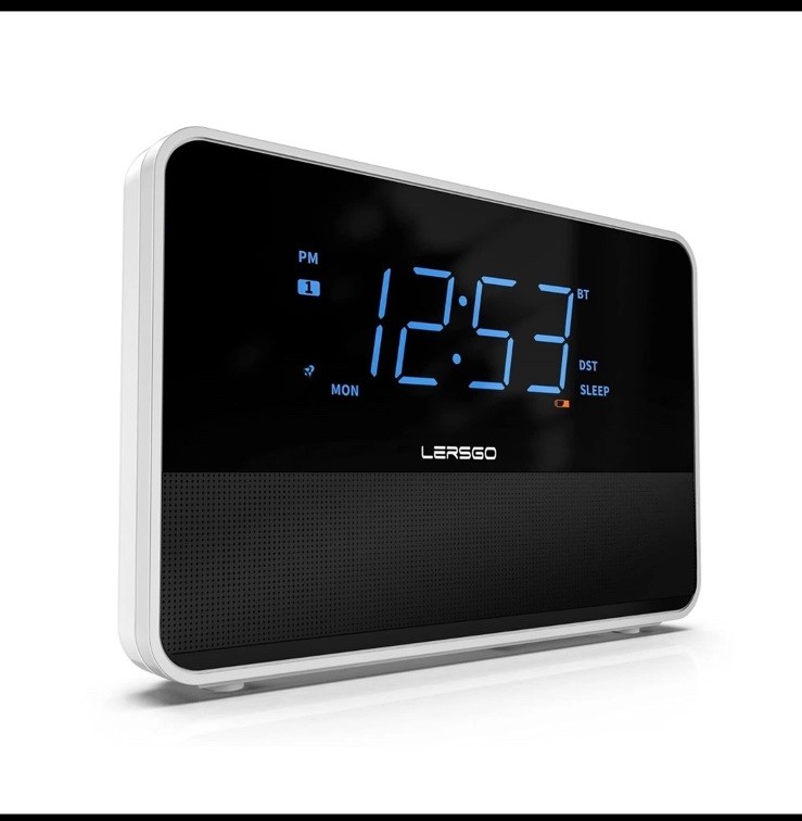 LERSGO Alarm Clock Radio Bluetooth V 5 . 0 Speaker with HD Sound and Bass,Blue D photo LERSGO Alarm Clock Radio Bluetooth V 5 . 0 Speaker with HD Sound and Bass,Blue D photo