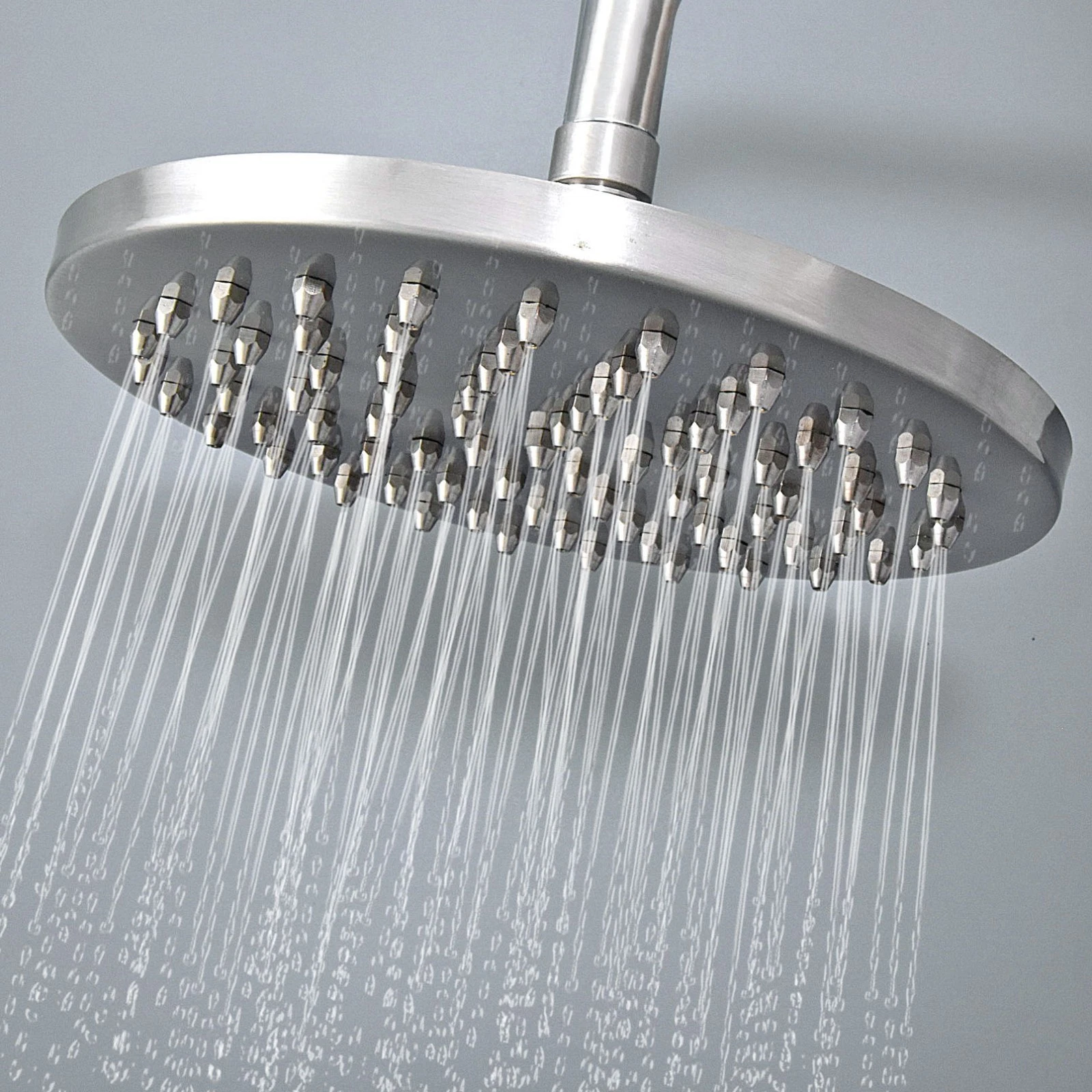 Brushed Nickel 8 inch Round Bathroom Rainfall Shower Head