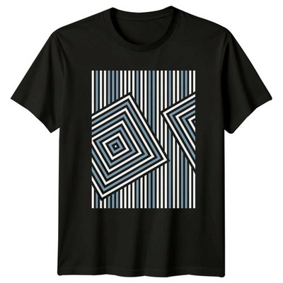 Abstraktes geometrisches quadratisches Muster T-Shirt geometrische Kunst Geburtstagsgeschenk für Ihn