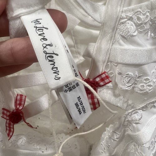 For Love & Lemons Martha Mini Slip Dress White Corset Eyelet Ruffle XS Bridal - 第 11/12 張圖片