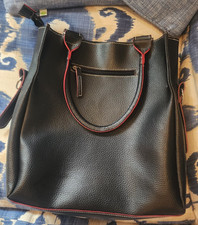 Mellow World Womens Black Vegan Leather Satchel Handbag / Large Tote Bag