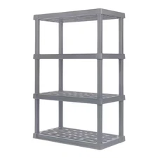 4-Tier Large Plastic Garage Storage Shelving Unit, Gray (18 W X 56 H X 36 D)