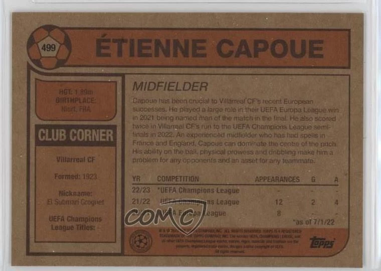 2022 Topps UCL Living Set /430 Etienne Capoue Étienne Capoue #499 - Image 2 of 2