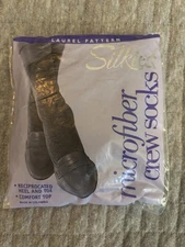 Silkies Microfiber Crew Socks Brown One Size Textured NEW