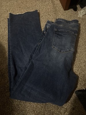 Risen Jeans Womens 1XL Straight Leg Stretch Blue Denim High Rise Faded Casual