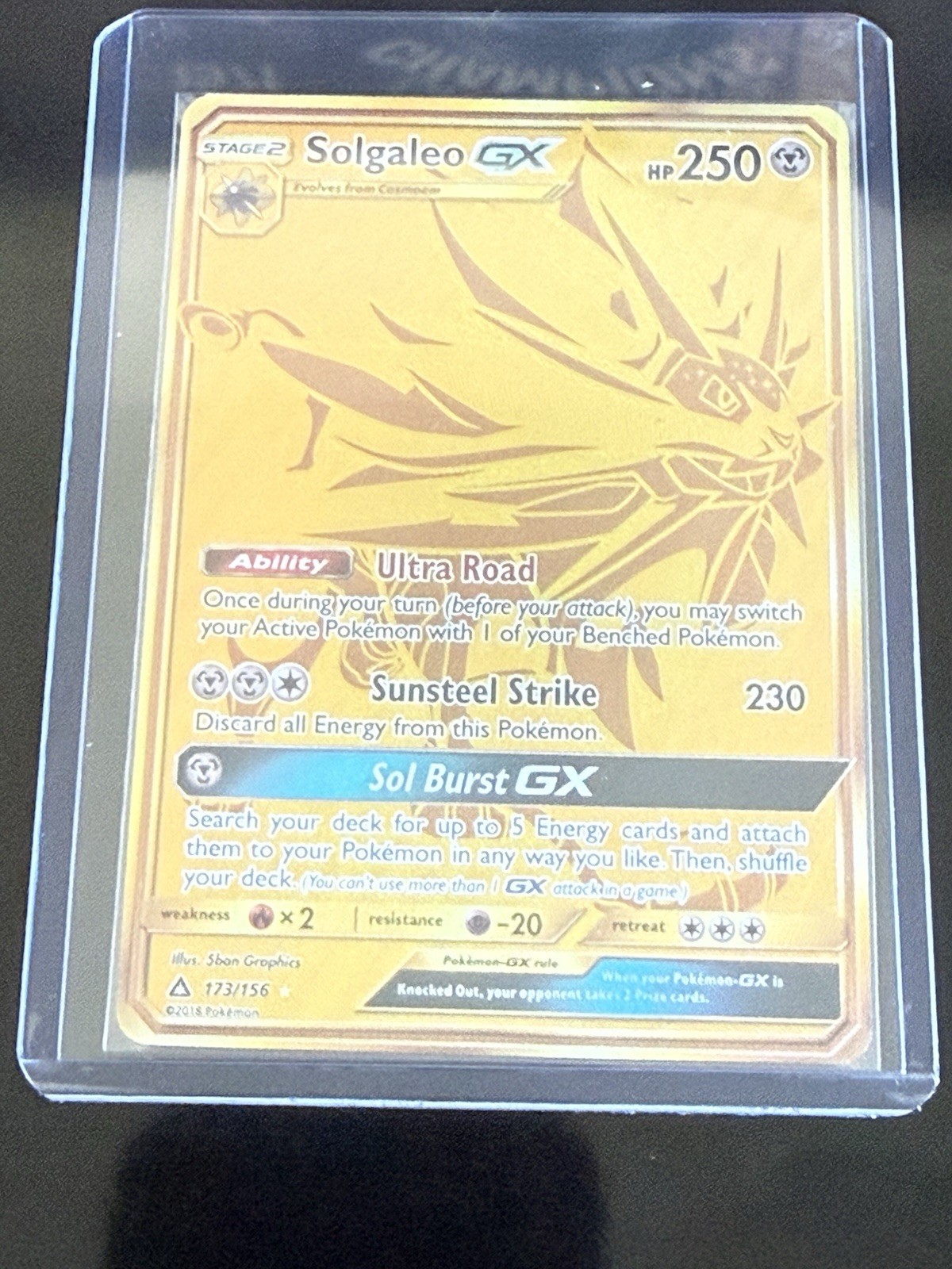 Solgaleo GX #173 Ultra Prism Pokémon TCG - Full Art Secret Rare Holo NM