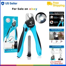 Pet Nail Clipper Stainless Steel LED Light Safe Sharp for Cats Dogs