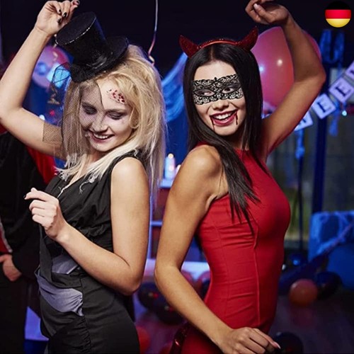 4 Stück Maskerade Maske Schwarz, Spitze Katzenohren Stirnband, Venezianischen  - Bild 3 von 7