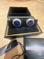 Alfred Dunhill Cufflinks 925 Sterling Silver Black Onyx Original Boxed Signed 