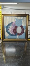 Cat Needlepoint VNTG Framed Art Kitten 16x16 Tapestry Wall Hanging Home Decor