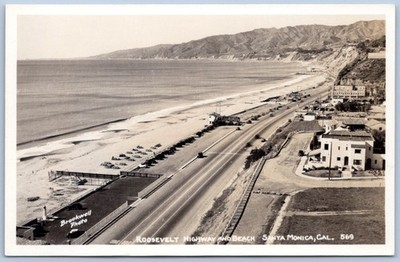 Postcard RPPC Santa Monica CA Roosevelt Highway And Beach Brookwell ...